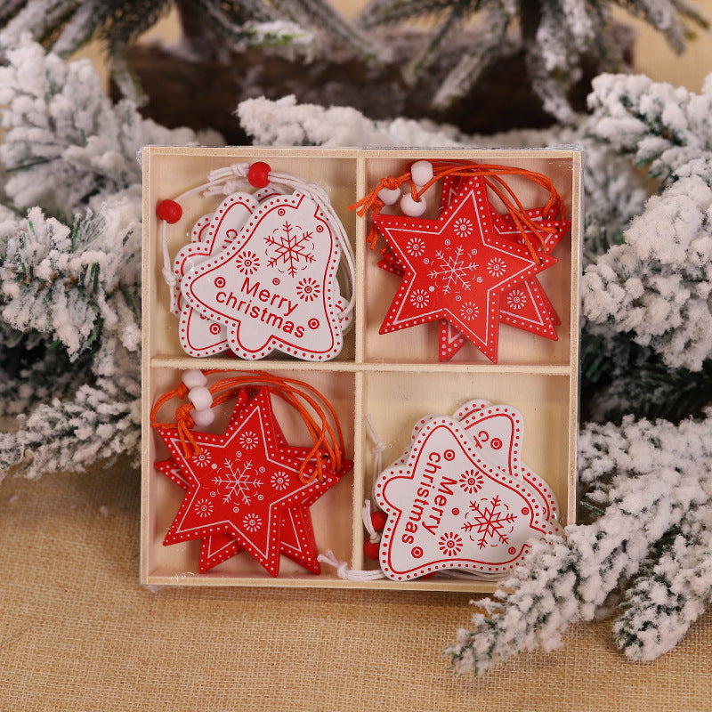 Christmas Snowflakes Wooden Pendants Xmas Tree Ornaments Home Hanging Decor Christmas Decorations