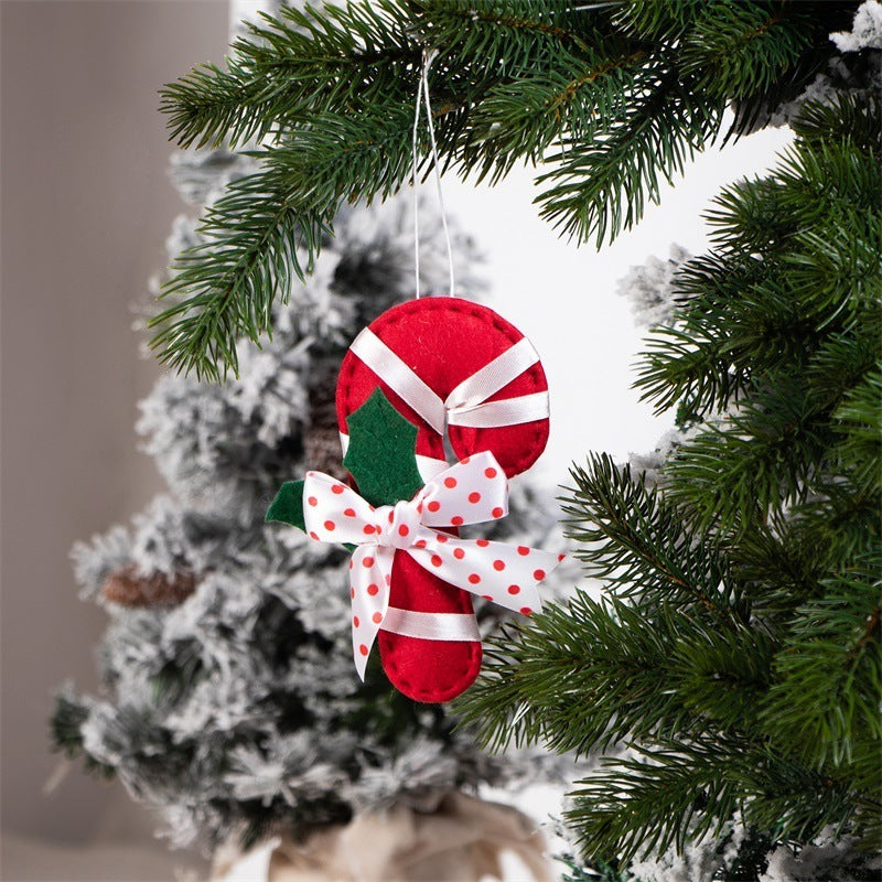 Christmas Decoration Products Crutch Shape Non-woven Felt Pendant