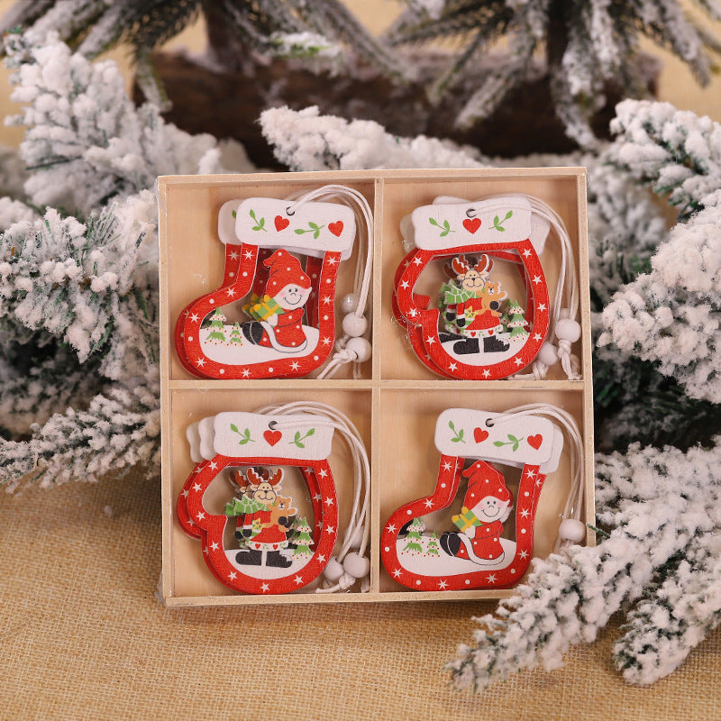 Christmas Snowflakes Wooden Pendants Xmas Tree Ornaments Home Hanging Decor Christmas Decorations