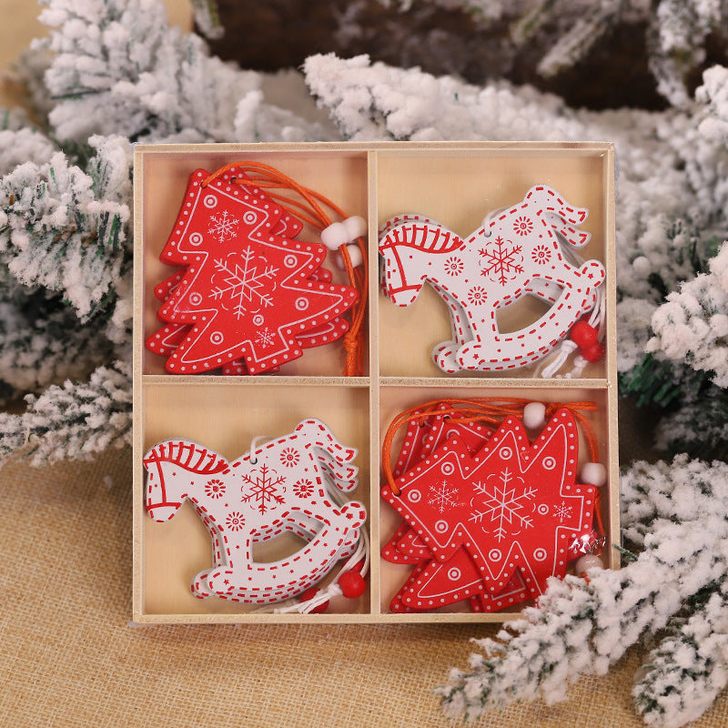 Christmas Snowflakes Wooden Pendants Xmas Tree Ornaments Home Hanging Decor Christmas Decorations