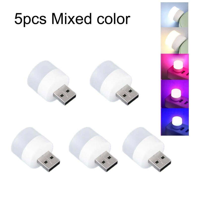 USB Plug Lamp Computer Mobile Power Charging USB Small Book Lamps LED Eye Protection Reading Light Small Round Light Night