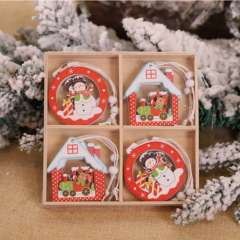 Christmas Snowflakes Wooden Pendants Xmas Tree Ornaments Home Hanging Decor Christmas Decorations