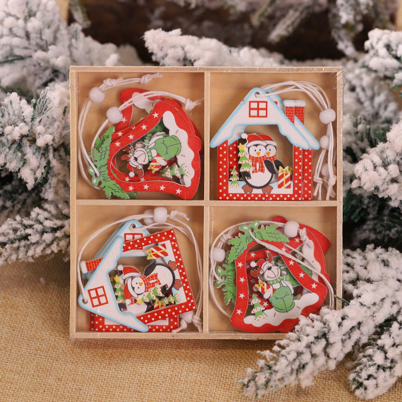 Christmas Snowflakes Wooden Pendants Xmas Tree Ornaments Home Hanging Decor Christmas Decorations